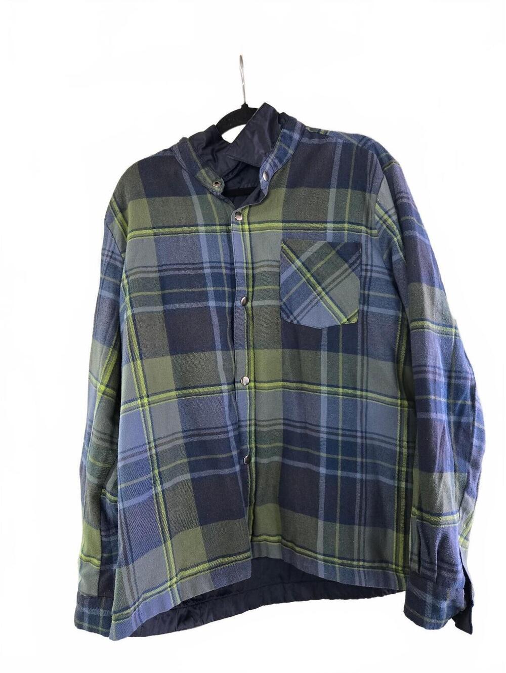Mossimo Supply Co. Men's Plaid/Navy Blue Button-Up Shirt Jacket w/ Snap Buttons